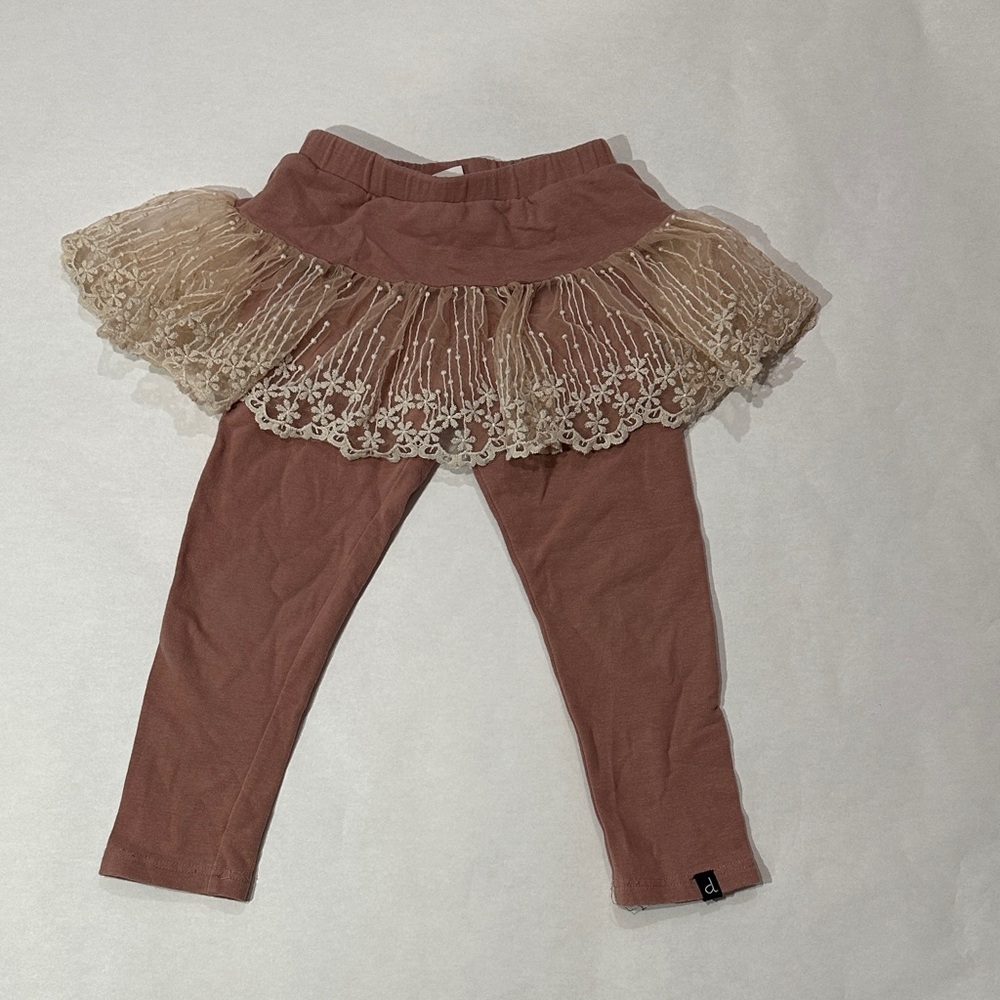 Deux par Deux Pink tutu Leggings with Lace Overlay